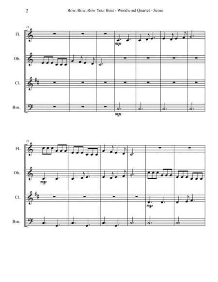 Row Row Row Your Boat For Woodwind Quartet Page 2