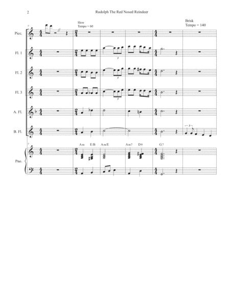 Rudolph The Red Nosed Reindeer For Flute Ensemble And Piano Page 2