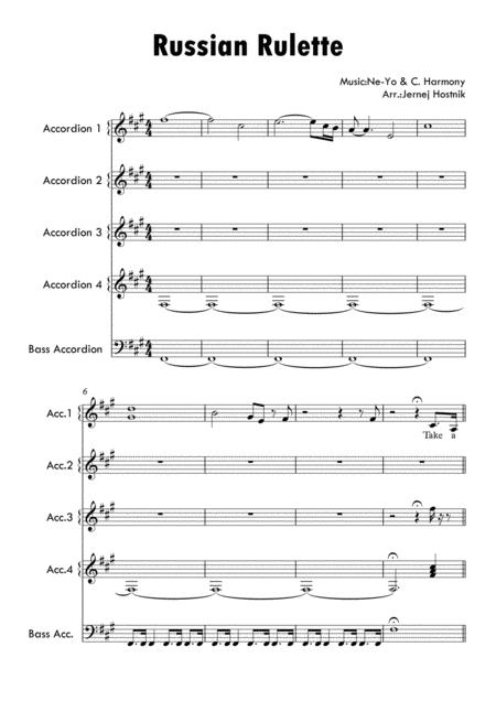 Russian Roulette Rihanna Accordion Orchestra Score Page 2