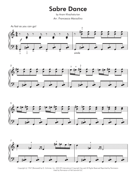 Sabre Dance Easy Piano Page 2