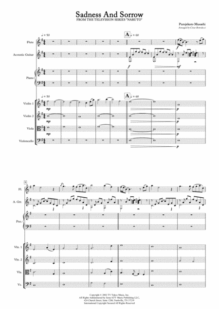 Sadness And Sorrow From Naruto Orchestra Full Score Page 2