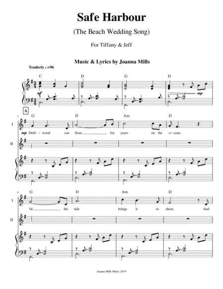 Safe Harbour The Beach Wedding Song For Treble Duet Page 2