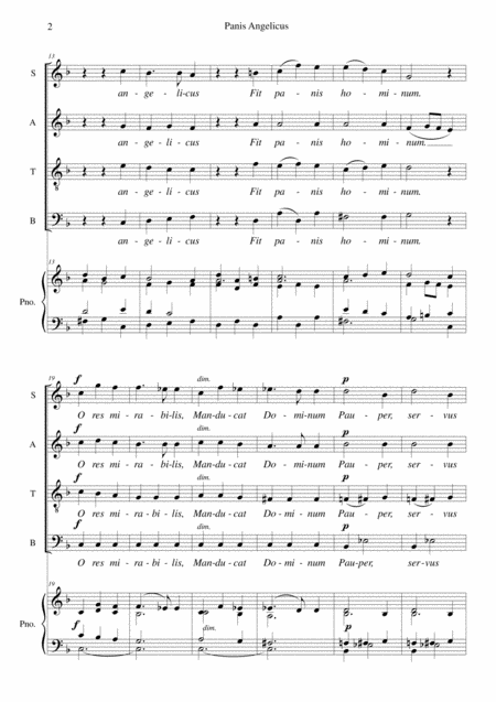 Saint Saens Panis Angelicus Arranged For Satb Choir And Piano Or Organ Page 2