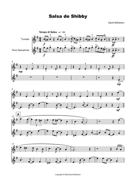 Salsa De Shibby For Trumpet And Tenor Saxophone Duet Page 2