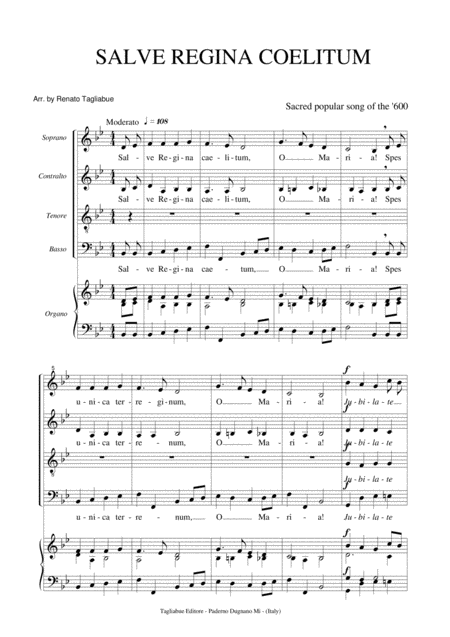 Salve Regina Coelitum Hail Holy Queen From Sister Act For Satb Choir And Organ Page 2