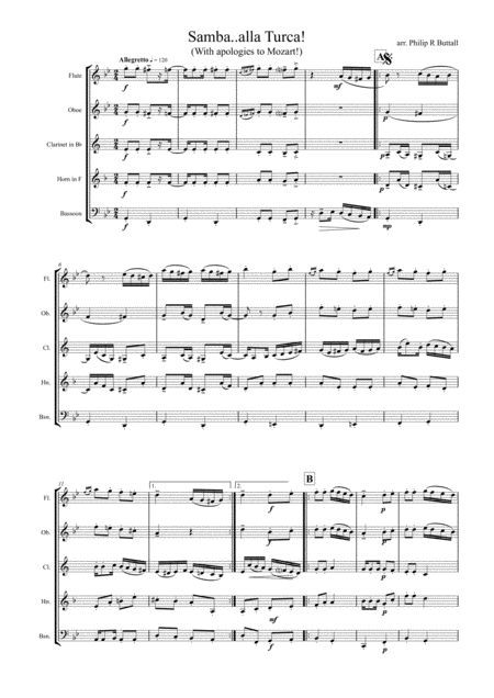 Samba Alla Turca Wind Quintet Score Page 2