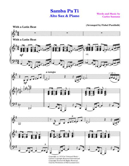 Samba Pa Ti For Alto Sax And Piano Video Page 2