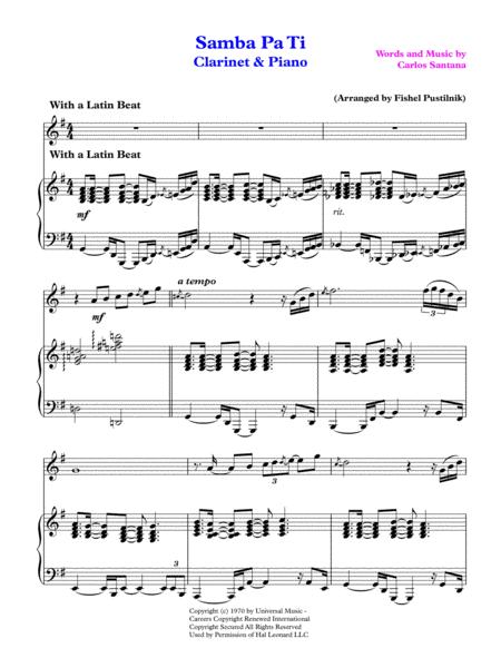 Samba Pa Ti For Clarinet And Piano Video Page 2