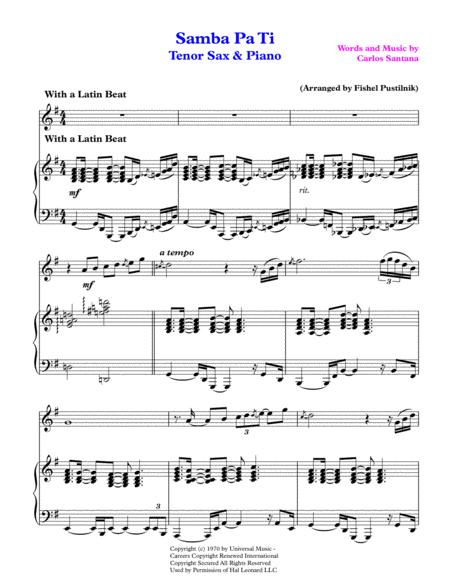 Samba Pa Ti For Tenor Sax And Piano Video Page 2