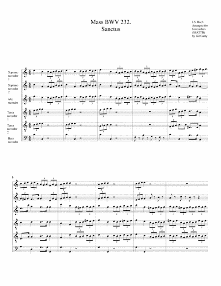 Sanctus From Mass Bwv 232 Arrangement For 6 Recorders Page 2