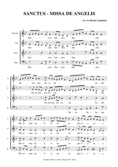 Sanctus Missa De Angelis Choral Version For Satb Page 2