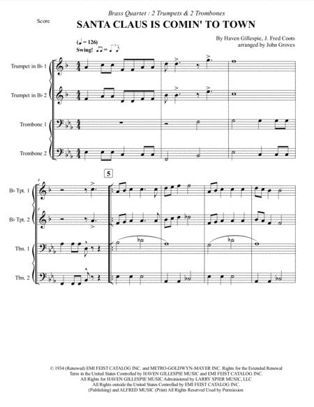 Santa Claus Is Comin To Town 2 Trumpet 2 Trombone Brass Quartet Page 2