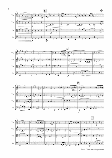 Santa Claus Is Comin To Town Christmas Classic String Quartet Page 2