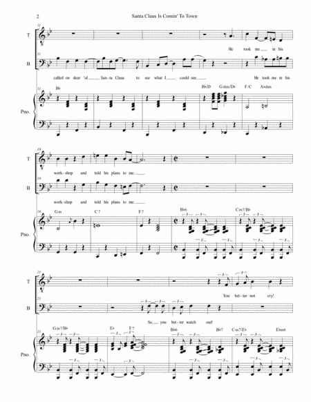 Santa Claus Is Comin To Town Duet For Tenor And Bass Solo Page 2