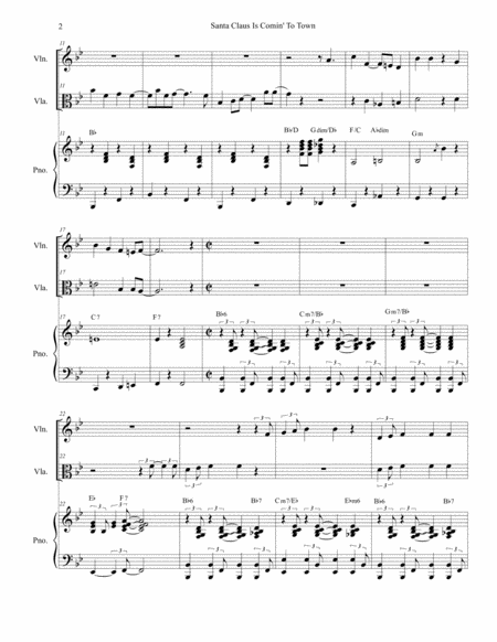 Santa Claus Is Comin To Town Duet For Violin And Viola Alternate Version Page 2