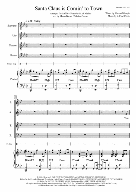 Santa Claus Is Comin To Town Satb Piano Page 2
