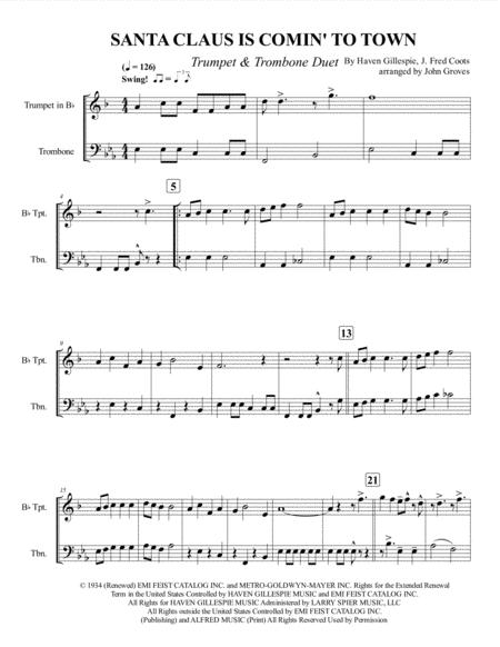 Santa Claus Is Comin To Town Trumpet Trombone Brass Duet Page 2