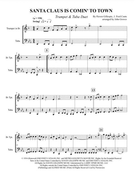 Santa Claus Is Comin To Town Trumpet Tuba Brass Duet Page 2