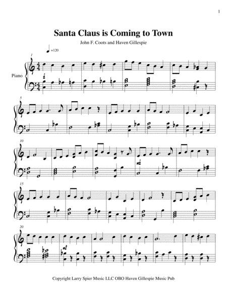Santa Claus Is Coming To Town Piano Page 2