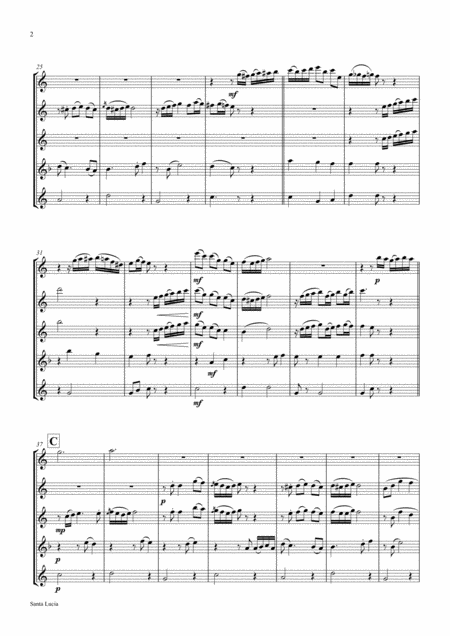 Santa Lucia Italian Folk Song Here In The Twighlight Flute Quintet Page 2