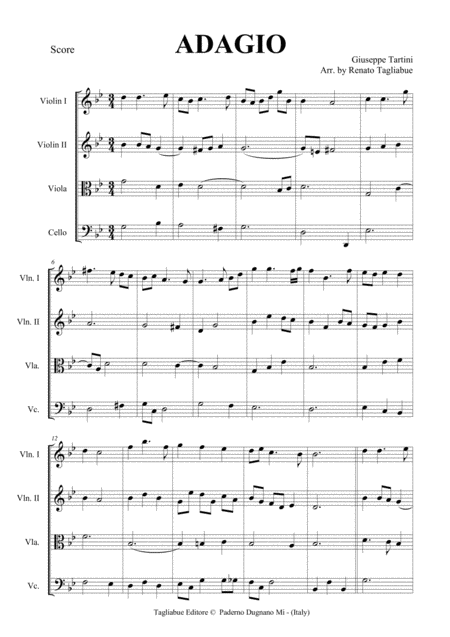 Sarabanda Iii G Tartini Arr For String Quartet Set Of Parts Page 2