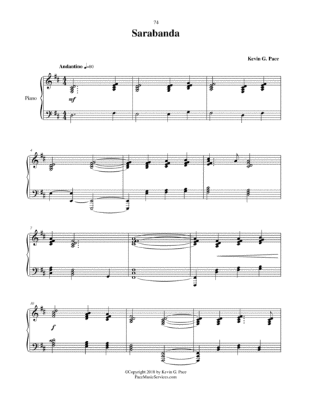 Sarabanda Original Piano Solo Page 2