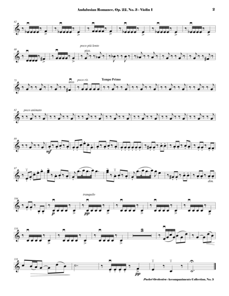 Sarasate Andalusian Romance Op 22 No 3 Arrangement For Violin And String Quartet Parts Page 2