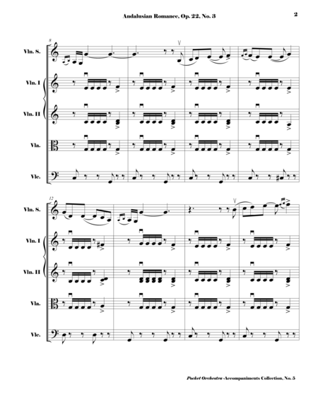 Sarasate Andalusian Romance Op 22 No 3 Arrangement For Violin And String Quartet Score Page 2