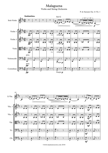 Sarasate Malaguea Op 21 No 1 For Violin And String Orchestra Page 2