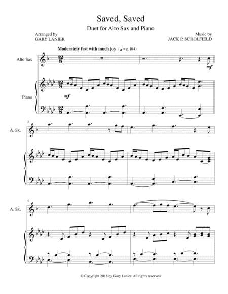 Saved Saved Duet For Alto Sax Piano Page 2