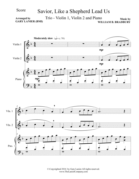 Savior Like A Shepherd Lead Us Trio Violin 1 Violin 2 Piano With Parts Page 2