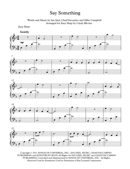 Say Something Arranged For Easy Harp Page 2