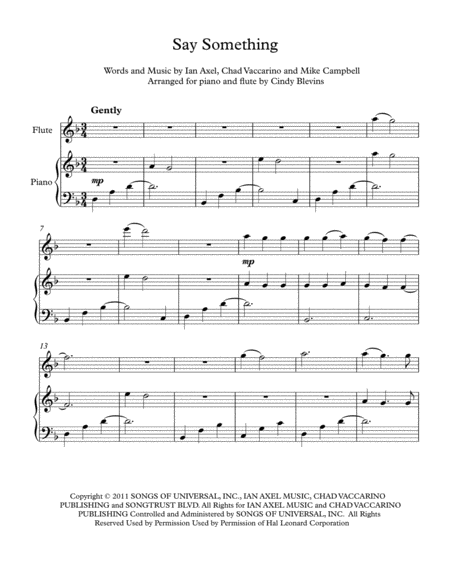 Say Something Arranged For Piano And Flute Page 2