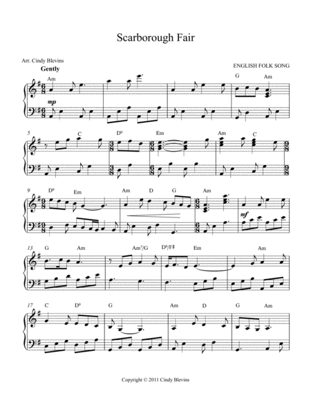 Scarborough Fair Arranged For Lever Or Pedal Harp Page 2