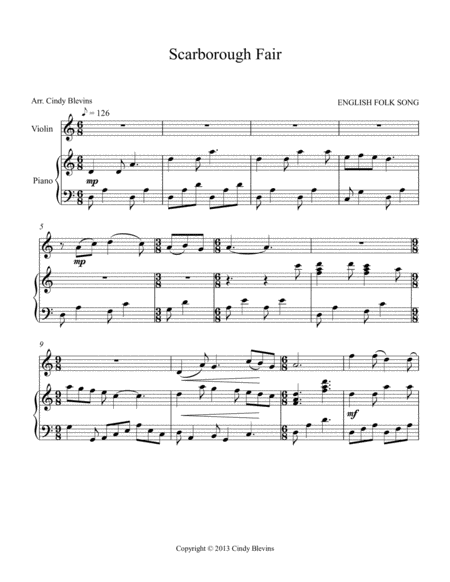 Scarborough Fair Arranged For Piano And Violin Page 2