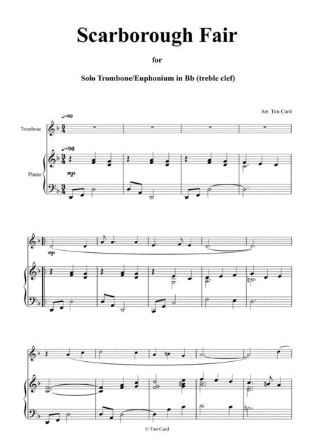 Scarborough Fair For Solo Trombone Euphonium In Bb Treble Clef And Piano Page 2