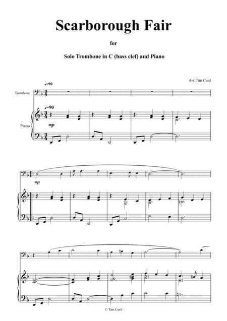 Scarborough Fair For Solo Trombone In C Bass Clef And Piano Page 2