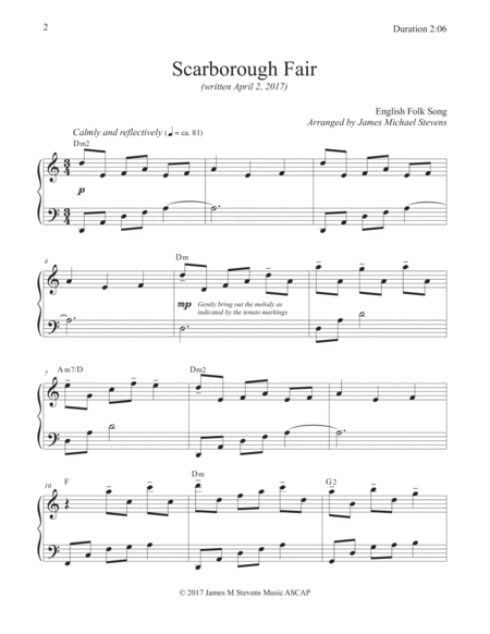 Scarborough Fair Piano Solo Page 2