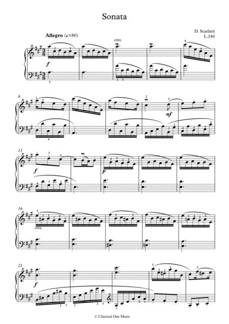 Scarlatti Sonate A Major L 240 For Piano Page 2
