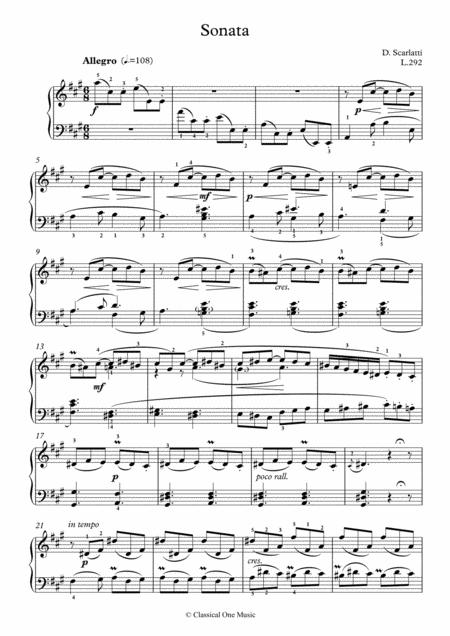 Scarlatti Sonate A Major L 292 For Piano Page 2