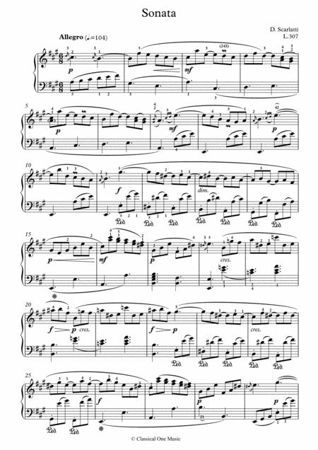 Scarlatti Sonate A Major L 307 For Piano Page 2