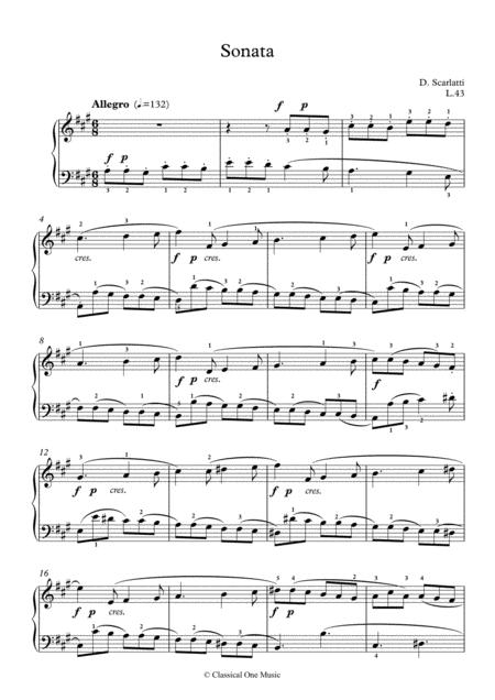 Scarlatti Sonate A Major L 43 For Piano Page 2