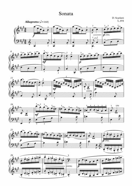Scarlatti Sonate A Major L 494 For Piano Page 2
