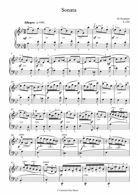 Scarlatti Sonate B Major L 144 For Piano Page 2