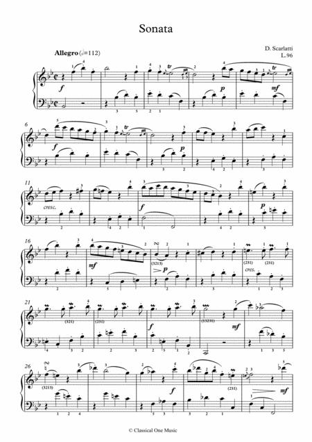 Scarlatti Sonate B Major L 96 For Piano Page 2