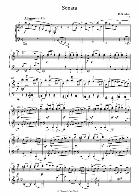 Scarlatti Sonate C Major L 5 For Piano Page 2