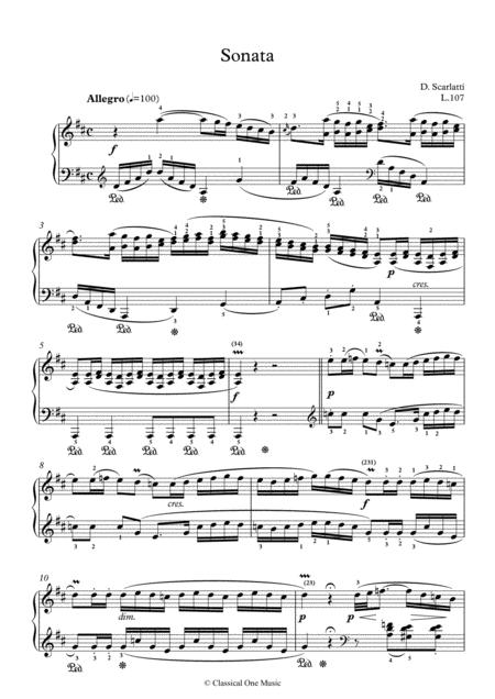 Scarlatti Sonate D Major L 107 For Piano Page 2