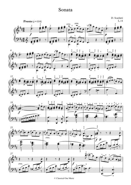 Scarlatti Sonate D Major L 14 For Piano Page 2