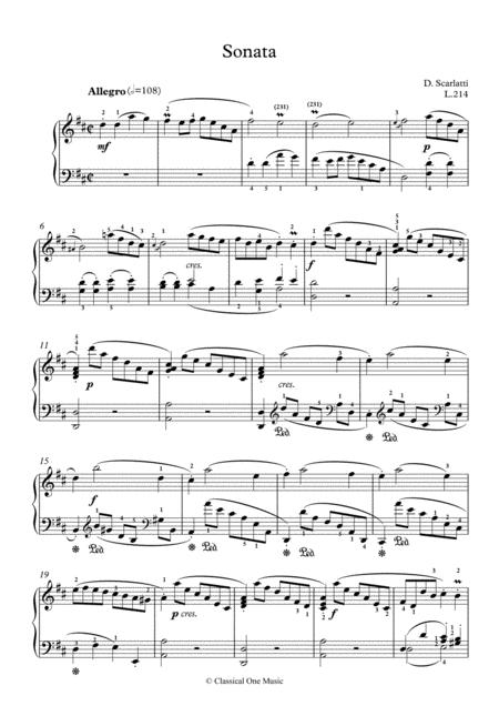 Scarlatti Sonate D Major L 214 For Piano Page 2