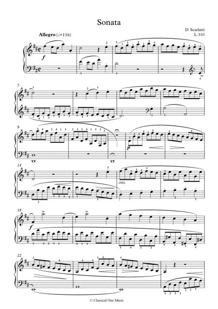 Scarlatti Sonate D Major L 310 For Piano Page 2